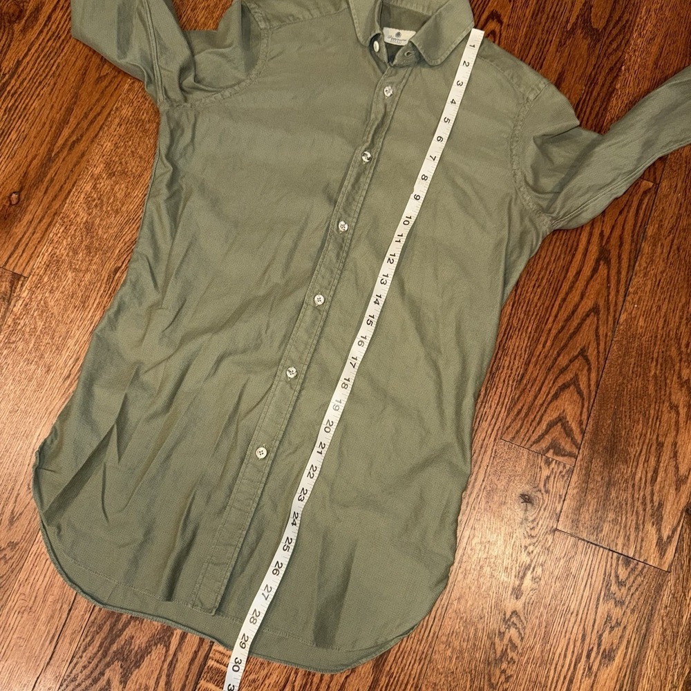 Vanacore Napoli Knit Mesh Long Sleeve‎ Button Up Shirt Men's Small 15 38 Green - Picture 6 of 7